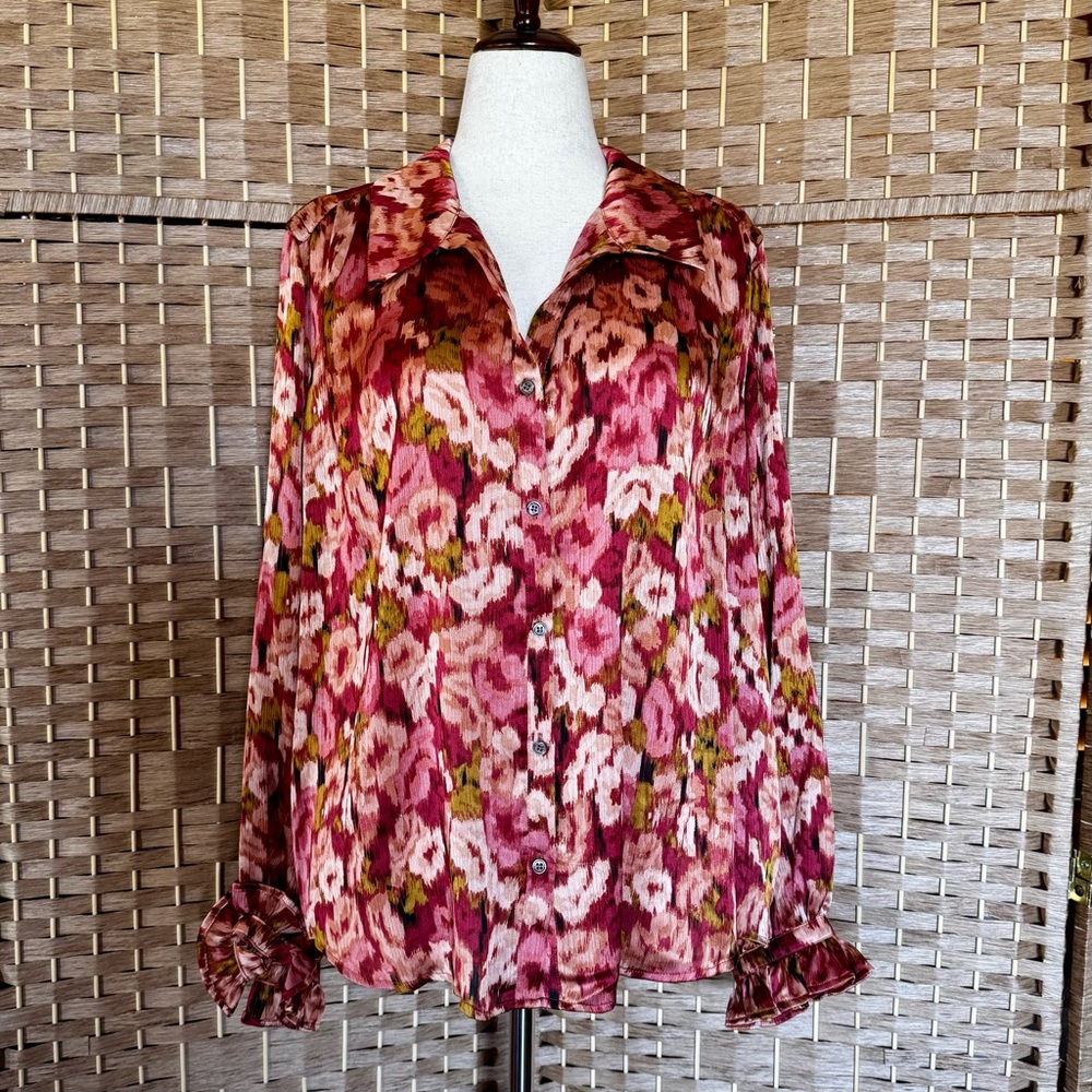 NWT Vince Camuto floral print long sleeve blouse XXL